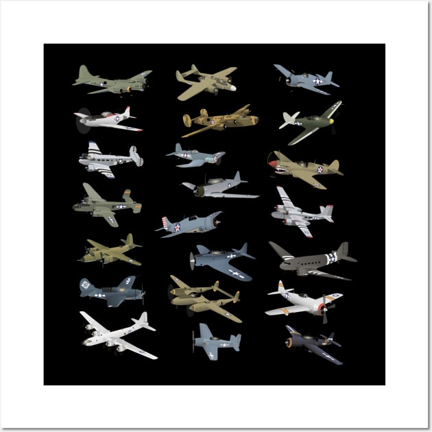 Various American WW2 Airplanes Wall Art by NorseTech